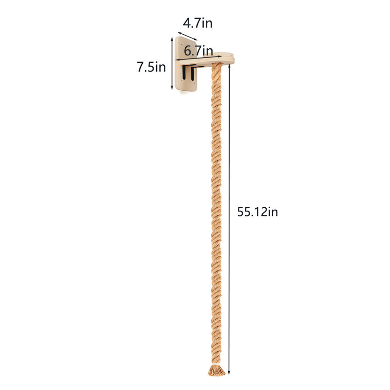 55" Cat Climbing Rope with Wood Shelf Wall Mounted