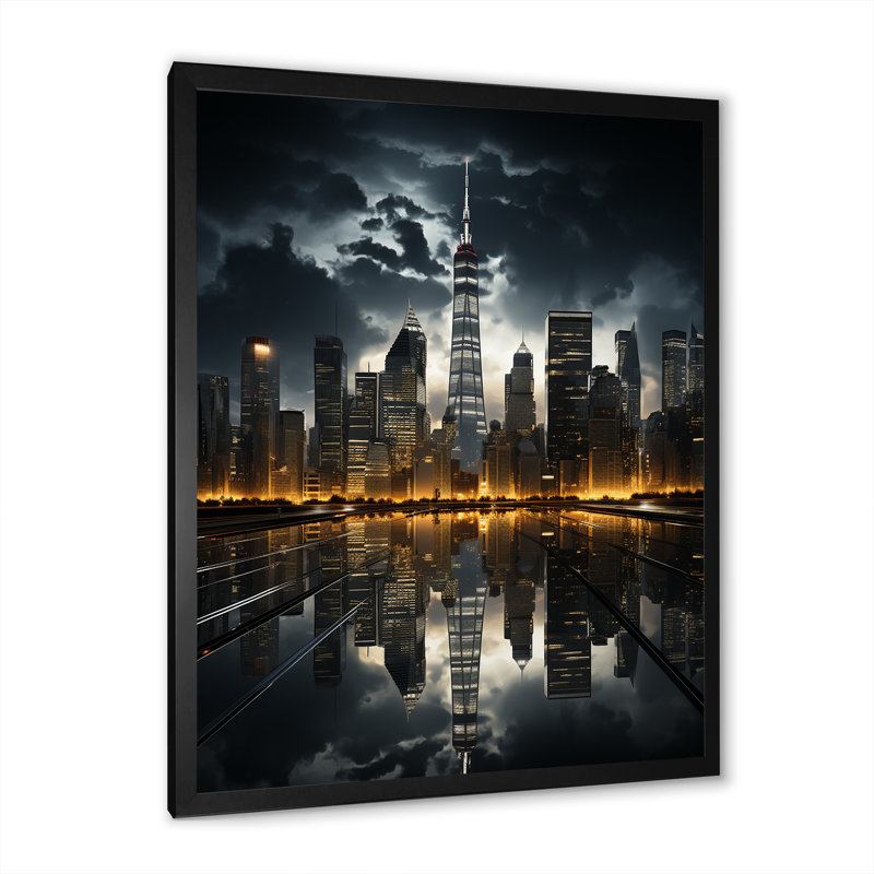 Hoddesdon gratte-ciel monochromatique Metropolis II - impression, H 44 po x l 34 po x P 1,5 po, Cadre photo noir