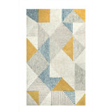 Griffin Geometric Handmade Tufted Wool Blue/Gray/Yellow Area Rug