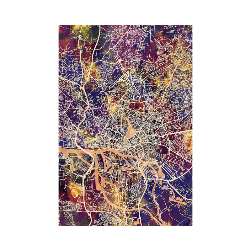 Hamburg Germany City Map II by Michael Tompsett - Wrapped Canvas Gallery-Wrapped Canvas Giclée