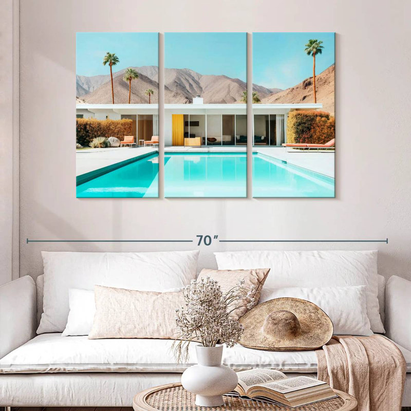 Lilie style Mid-Century moderne Palm Springs, H 32 po x l 50 po