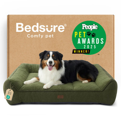 Bedsure SupportMax Orthopedic Dog Bed – Waterproof, Extra Thick, Plush Sherpa & Non-Skid Bottom