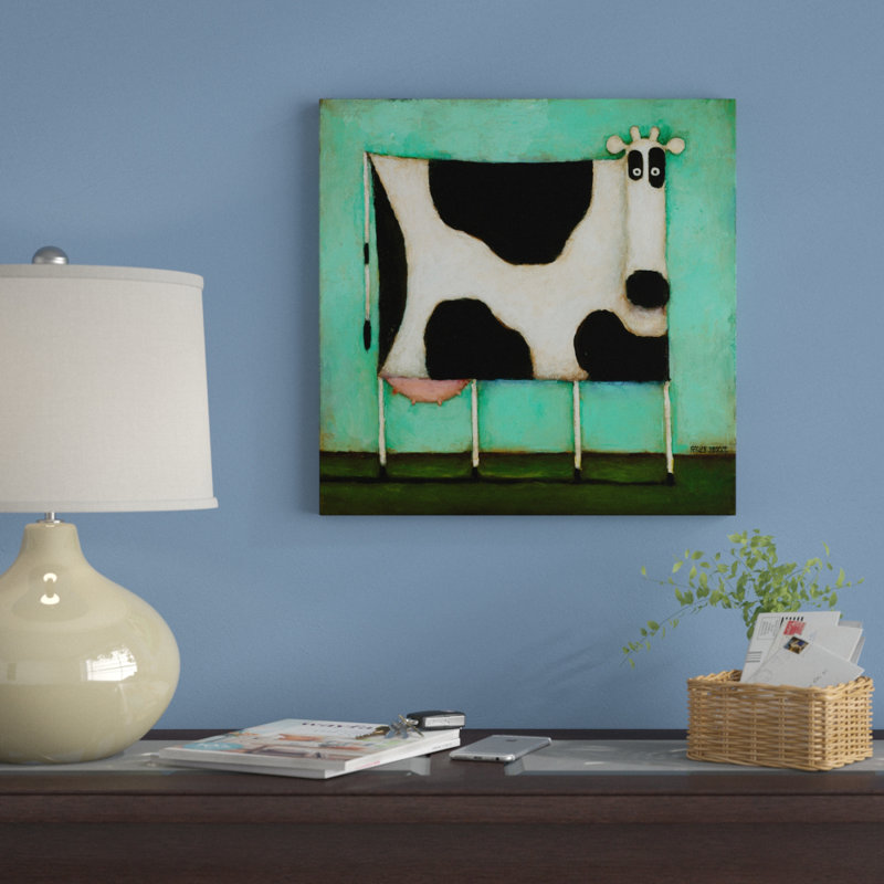 «Turquoise Cow» par Daniel Patrick Kessler, reproduction sur toile, H 14 po x l 14 po