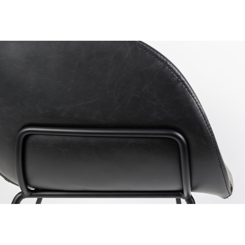 Feston Barrel Chair, Black Faux Leather