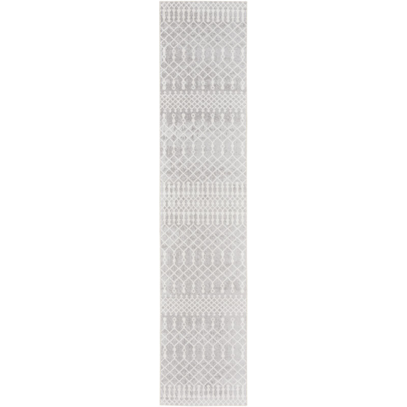 6' Gray Geometric Runner Rug