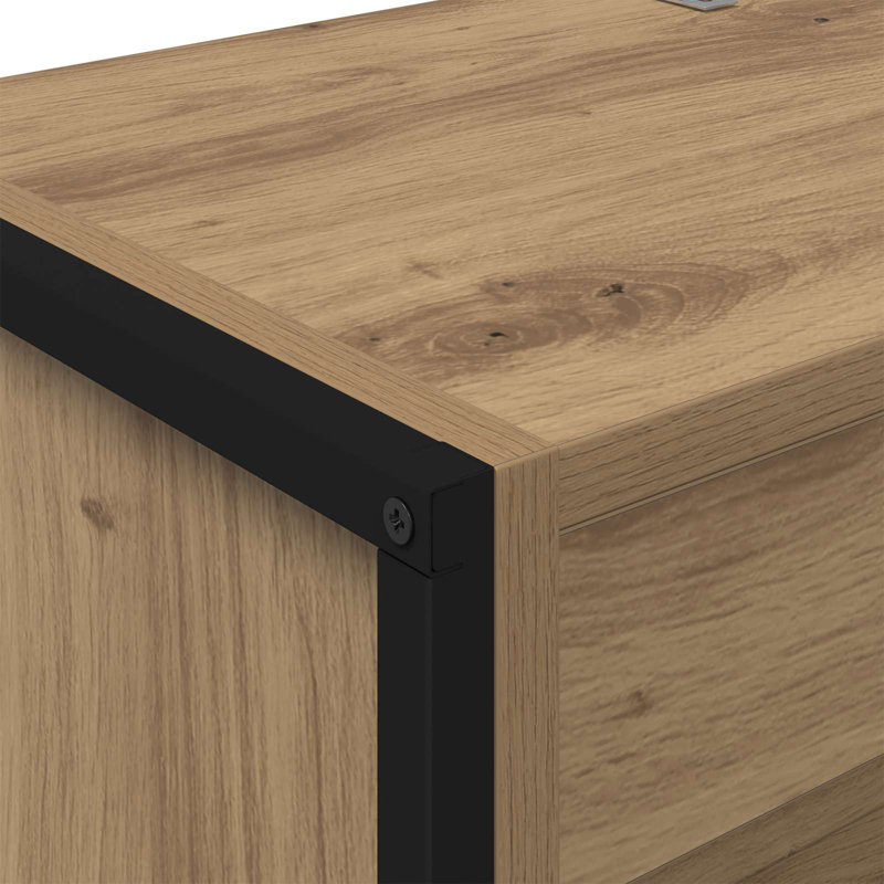 Steel Book Cabinet Bookcase, Artisian Oak, (5 Shelves) 189.5cm. H x 60cm. W x 30cm. D