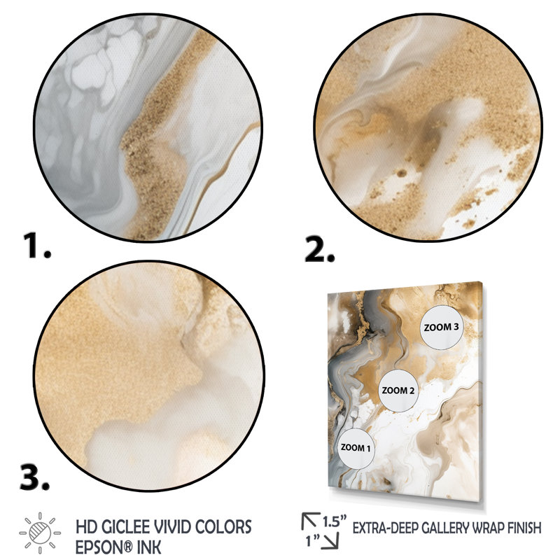 Or et gris A effet de marbre V Or et gris effet de marbre V, Cadre photo noir, H 32 po x l 24 po x P 1 po
