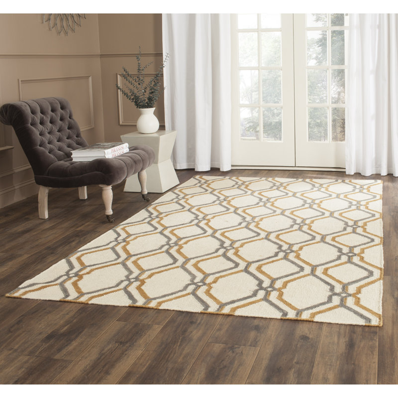 Tapis géométrique en laine tissé à la main Emek, Rectangle 5 pi x 8 pi