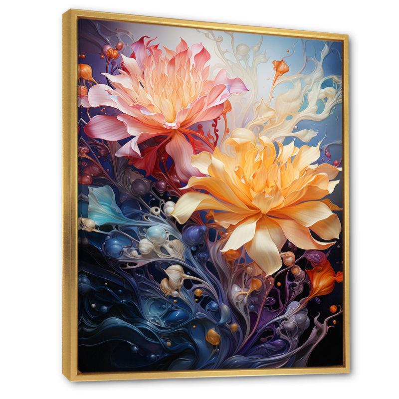 " Opt Art Luminous Enchantment ", Gold Floater Frame, 44" H x 34" W x 1.5" D
