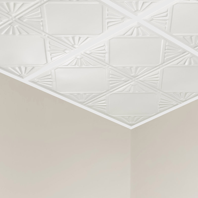 Tuile de plafond Great Lakes Tin Erie 2 pi x 2 pi (paquet de 5), Blanc mat