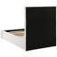 Lit simple avec revêtement blanc, aspect bas et support de matelas robuste sans plateforme-130164647
