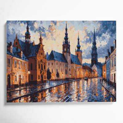 Cities Riga Latvia Black Canvas Wall Art