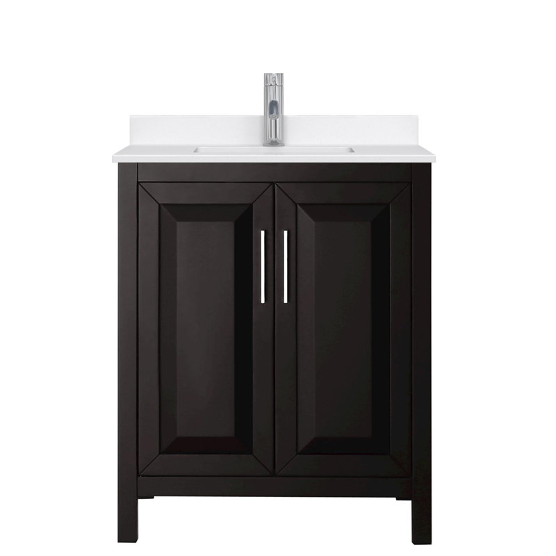 Daria 30'' W Vanity, White Quartz, Brown, Polished Chrome