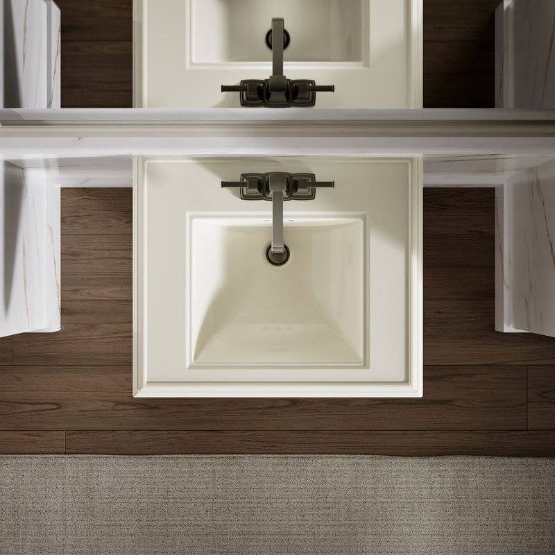 Memoirs® 26.375" Tall Rectangular Pedestal Bathroom Sink with Overflow, Biscuit, 4" Centers