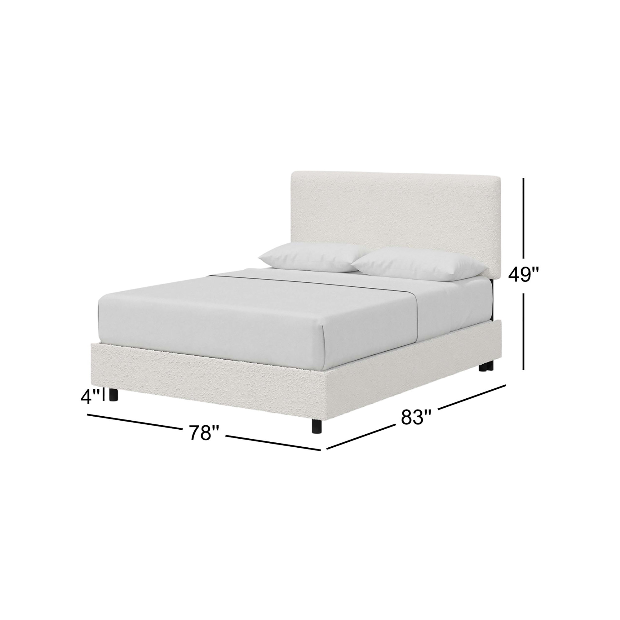 Atoll Upholstered Bed, Classic Snow Boucle, King