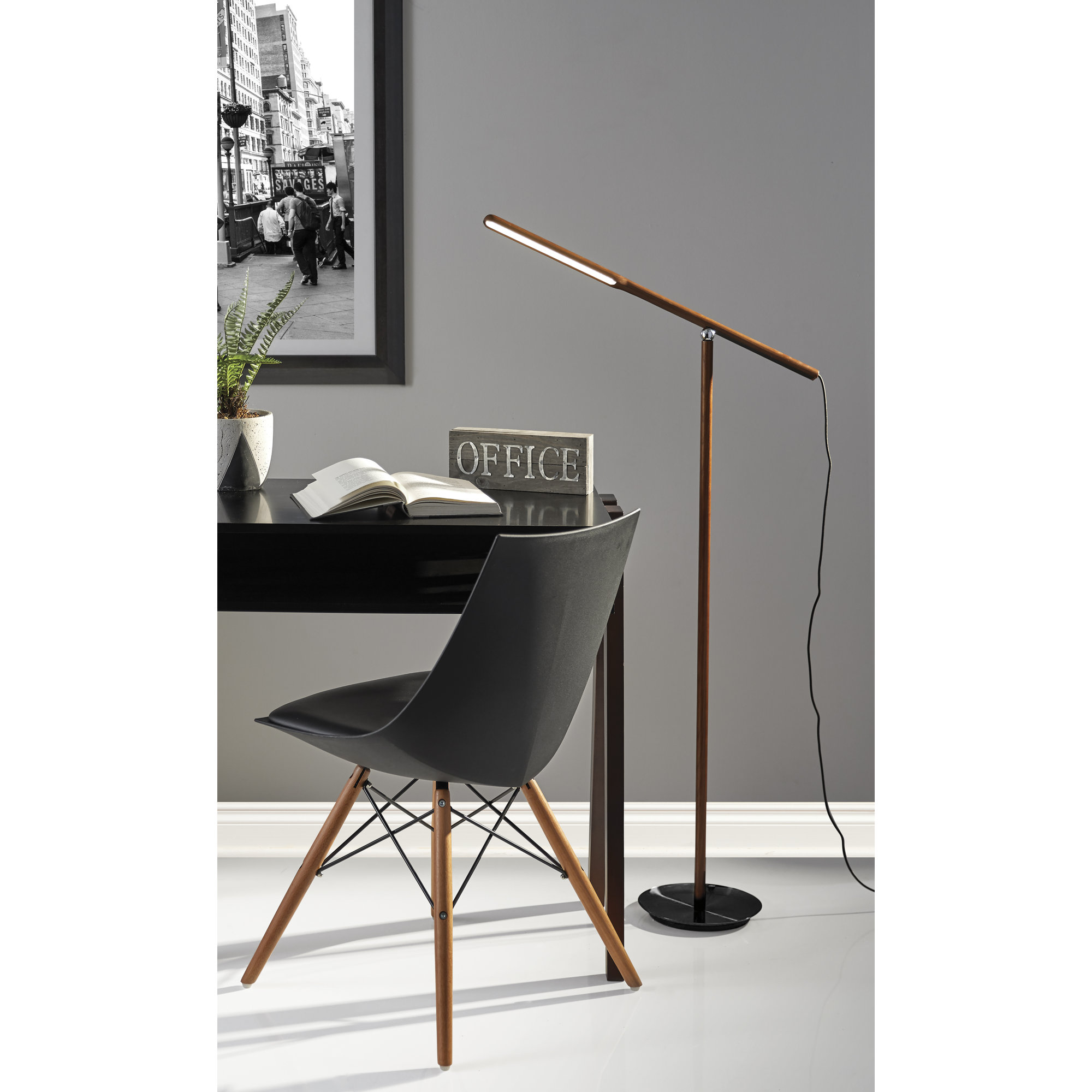 Dris 54'' Dimmable LED Floor Lamp, Walnut