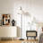61"H Arc Crescent Floor Lamp With Fabric Shade, Black Metal, E26 Warm Bulb Included