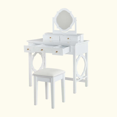 Compact Makeup Vanity Table With Reversible Mirror, Dressing Table Set With Stool, Space-Saving Beauty Station For Small Places