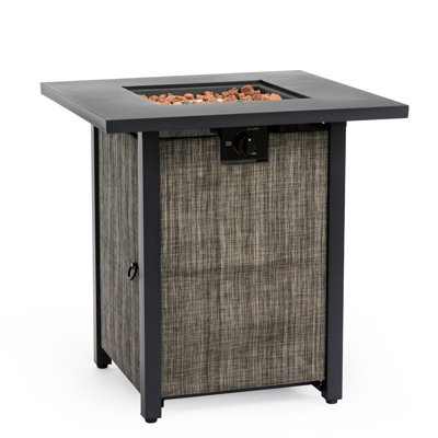 Table foyer 500 po au propane de 28 pouces avec brûleur en acier inoxydable, pierres de lave et plateau pour la détente en plein air