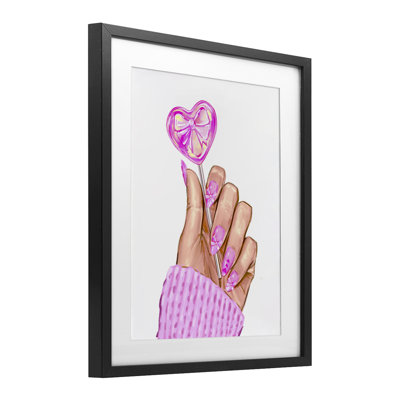 Reproduction encadrée sous verre rose, sous-verre, par Ziwei Li