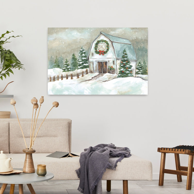 Arbre de Noël contemporain avec grange, H 36 po x l 24 po