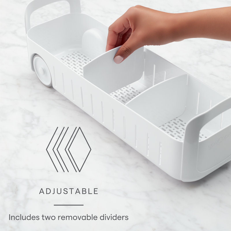 YouCopia White Plastic 5" RollOut Under Sink Caddy with Adjustable Dividers