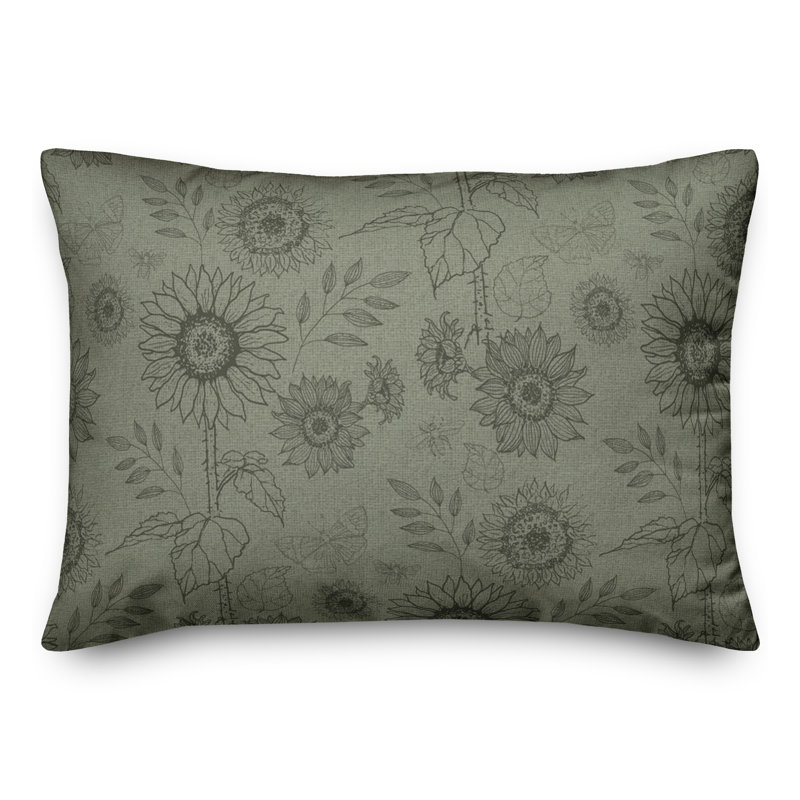 Polyester/Polyester Blend Lumbar Rectangular Pillow Cover & Insert, Green