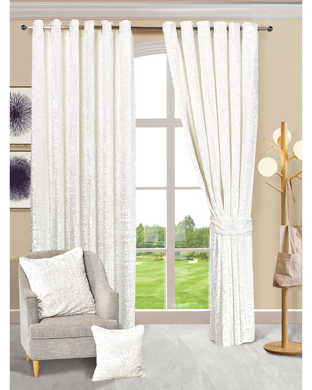 Adelen Velvet Blackout Curtain Pair, White, 168cm Width x 183cm Drop