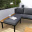 Ensemble de meubles de patio de luxe avec coussins gris amovibles et table basse, canapé en bois d'acacia en forme de L avec table d'appoint, canapé modulaire d'extérieur-791357787