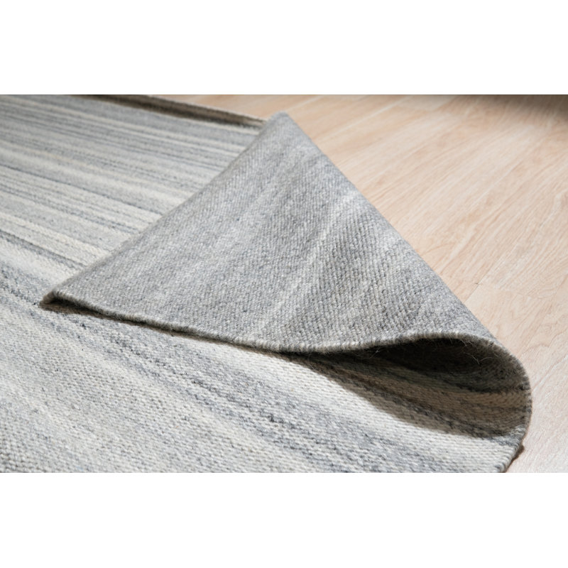 Reversible Flat Weave Durry Brown Flatweave Wool & Viscose Modern Contemporary Hand-Woven Wool and Viscose Area Rug