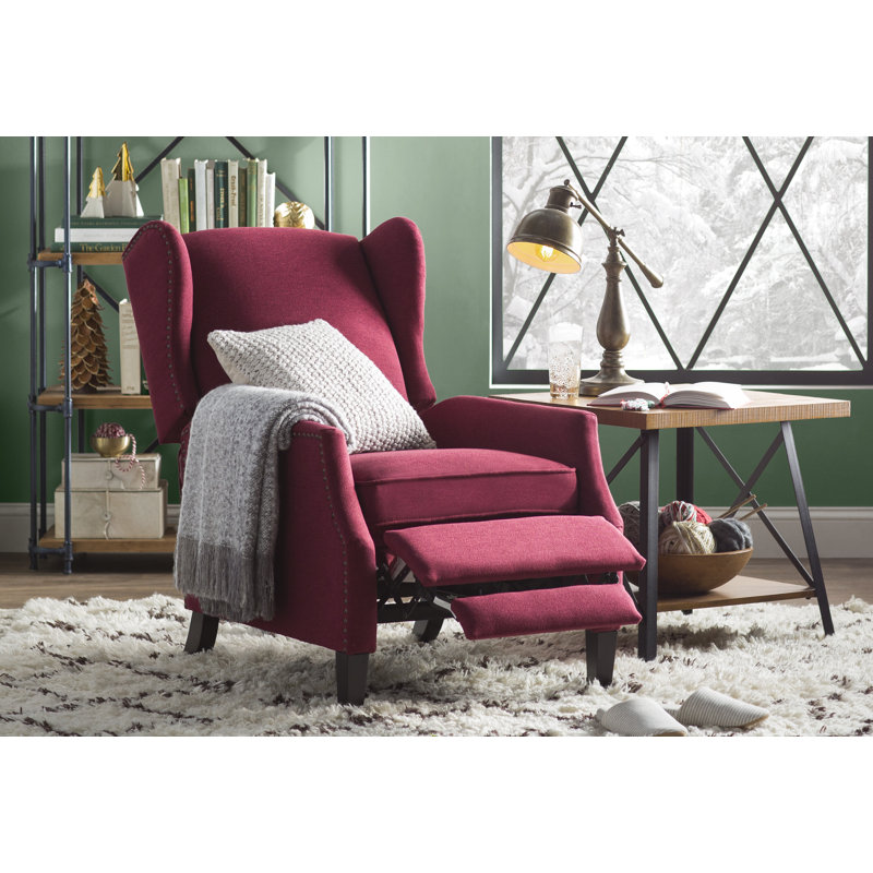 Fauteuil inclinable manuel 26,5 po Boruta, Mélange de polyester rouge foncé