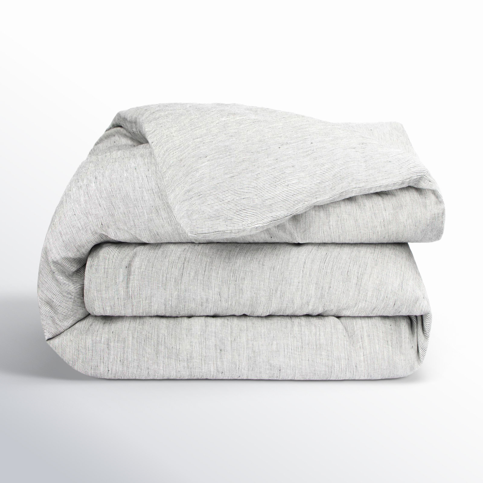 French Linen Duvet Cover Set, Shadow Pinstripe, King Duvet Cover