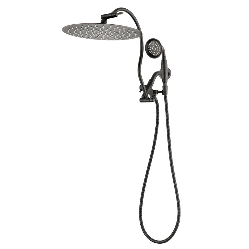Bras de douche pivotant avec douchette Rainfall, Bronze huilé