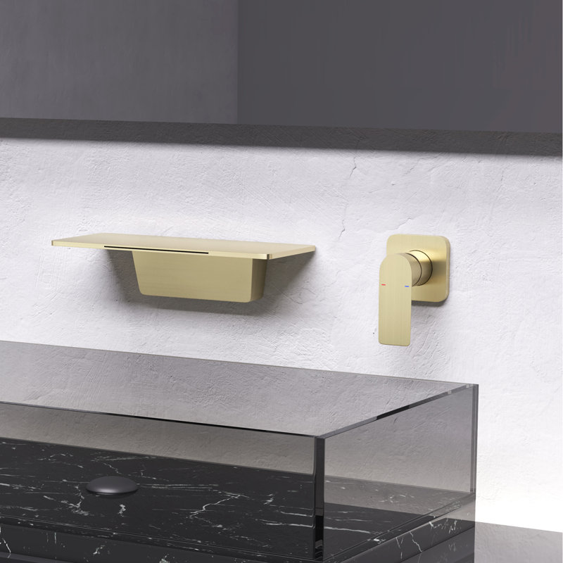 Waterfall Bathroom Sink Faucet , Brushed Gold