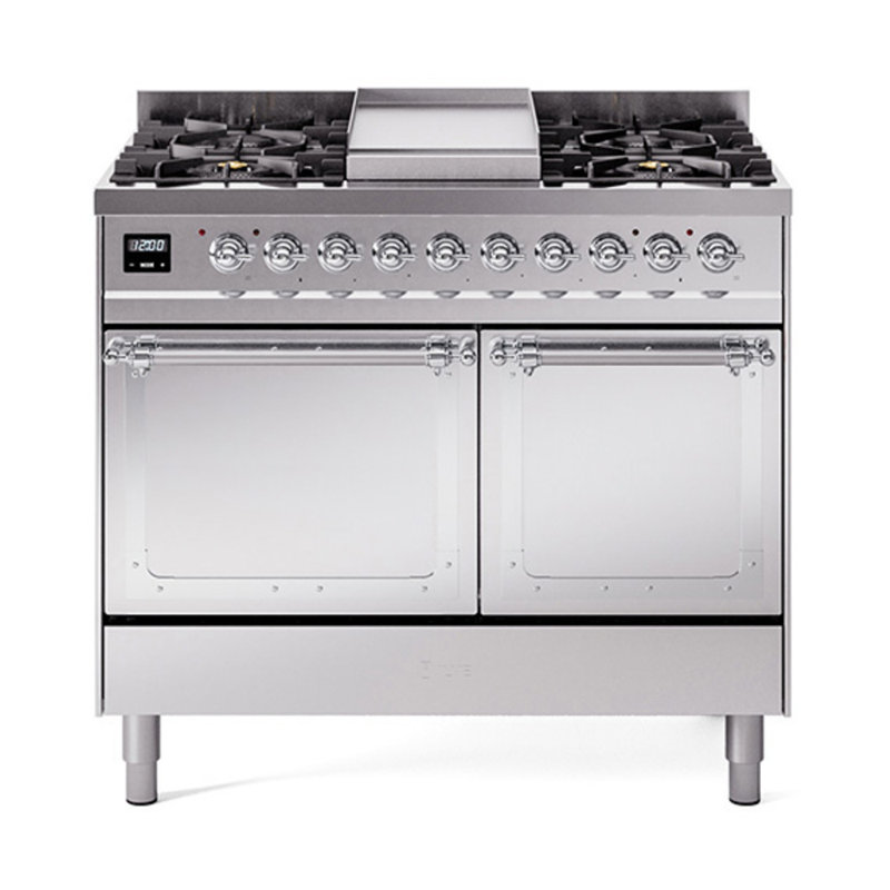 ILVE Nostalgie II Noblesse 40 in Dual Fuel Range, Stainless Steel/Chrome, Natural Gas