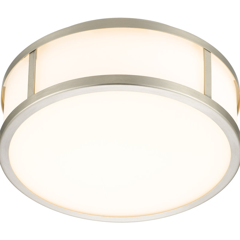 10-Inches Brushed Nickel Integrated Led Flush Mount With Energy-Smart Led, 1225 Lumens 24W, 3 Color Temperature Selectable  3000K/4000K/5000K , Dimmable, Etched White Glass Diffuser, Easy