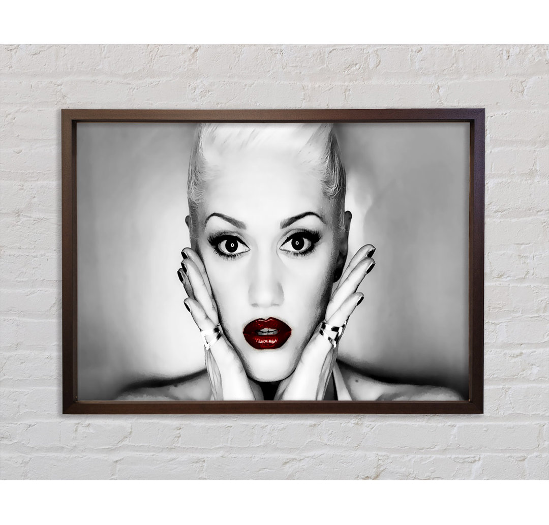 Gwen Stefani Red Lips - Einzelne Bilderrahmen Kunstdrucke auf Leinwand