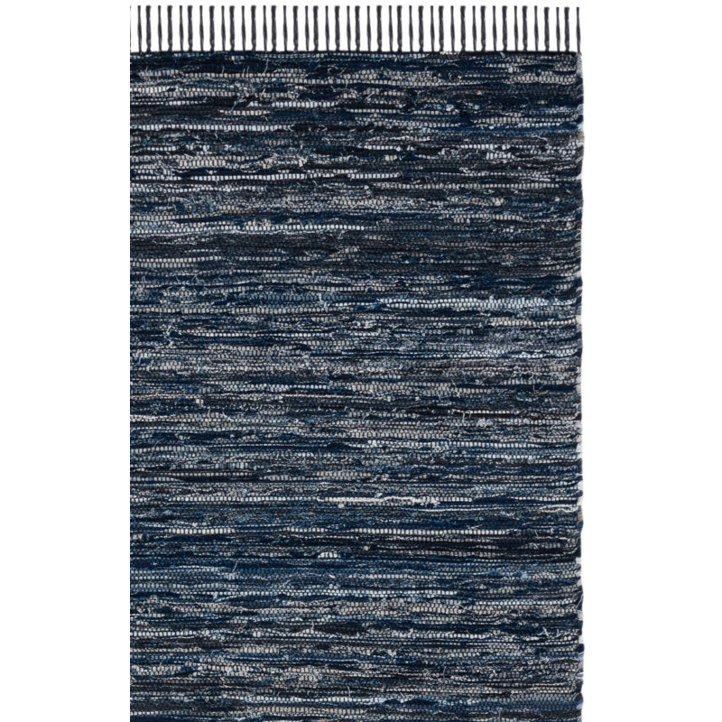 Ketter Hand Woven Denim/Cotton Rug in Navy/Black, Rectangle 5' x 8'