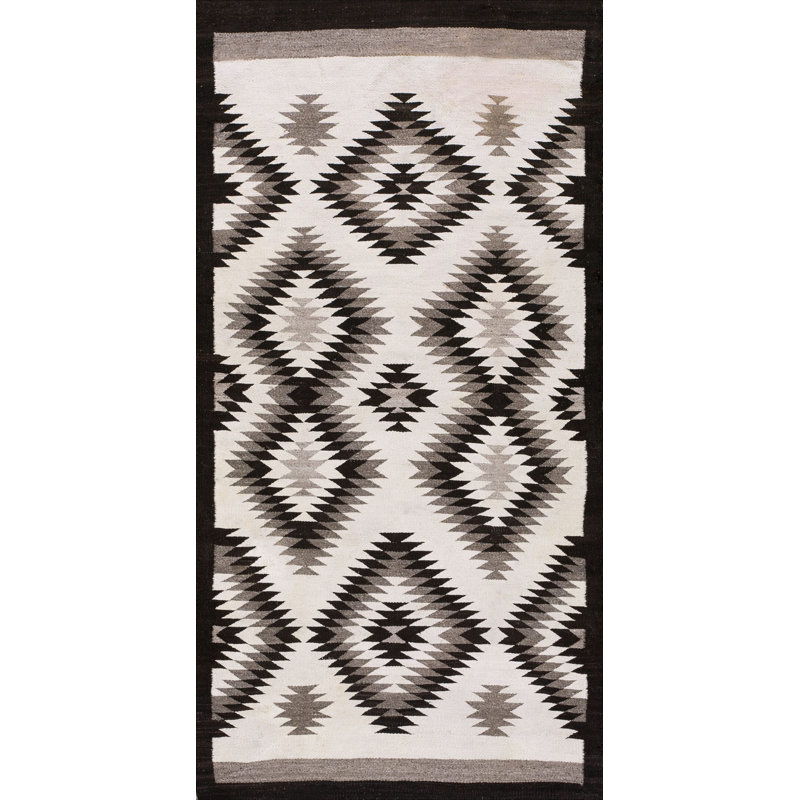 Antique Geometric Pattern Native American Flat Weave Rug