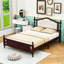 Grand lit plateforme en bois avec tête de lit tapissier-918596109