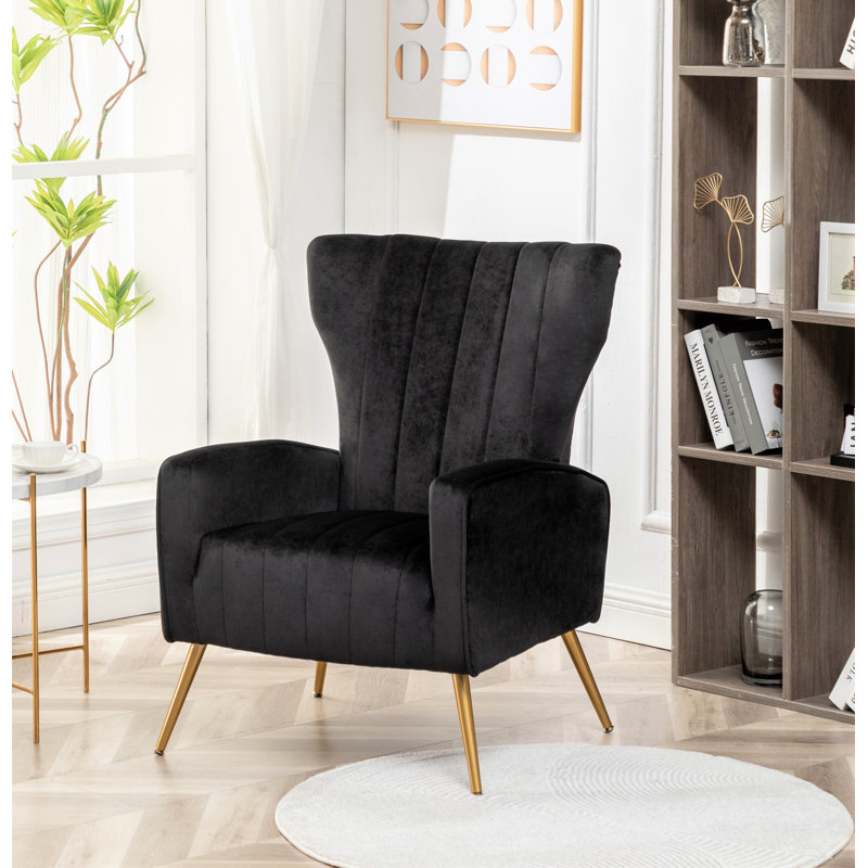 Ceijay Velvet Armchair, Black Velvet
