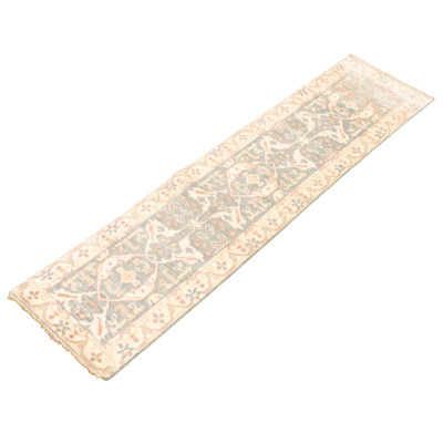 Tapis de couloir en laine noué à la main de conception unique noué à la main New Age de 2 pi 7 po x 10 pi 2 po Tapis décoratif gris/Ivoire