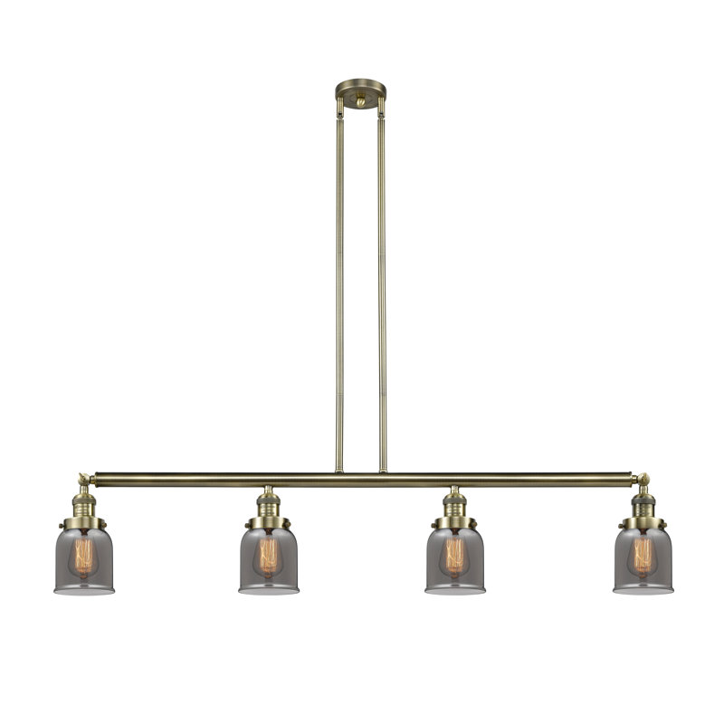 Luminaire suspendu linéaire à 4 lumières pour îlot de cuisine Hallmar, DEL, Plaqué couleur fumée, Plaqué couleur fumée