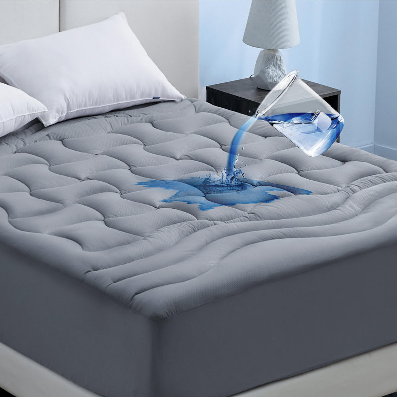 Bedsure Quilted Fitted Waterproof Mattress Pad Topper, Gray, Twin