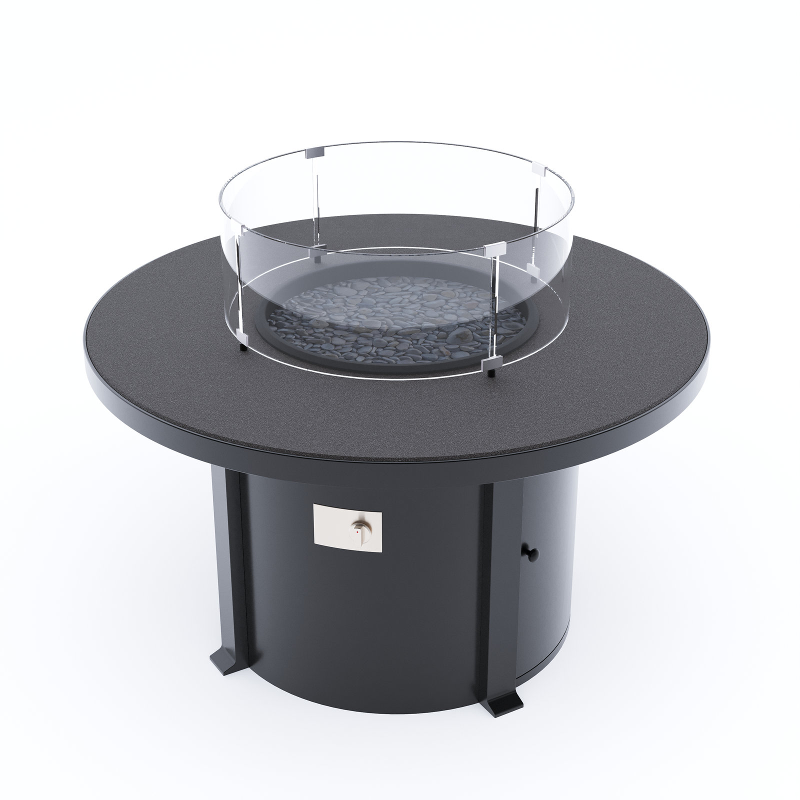 Townsend Round Fire Pit Table, Dark Gray