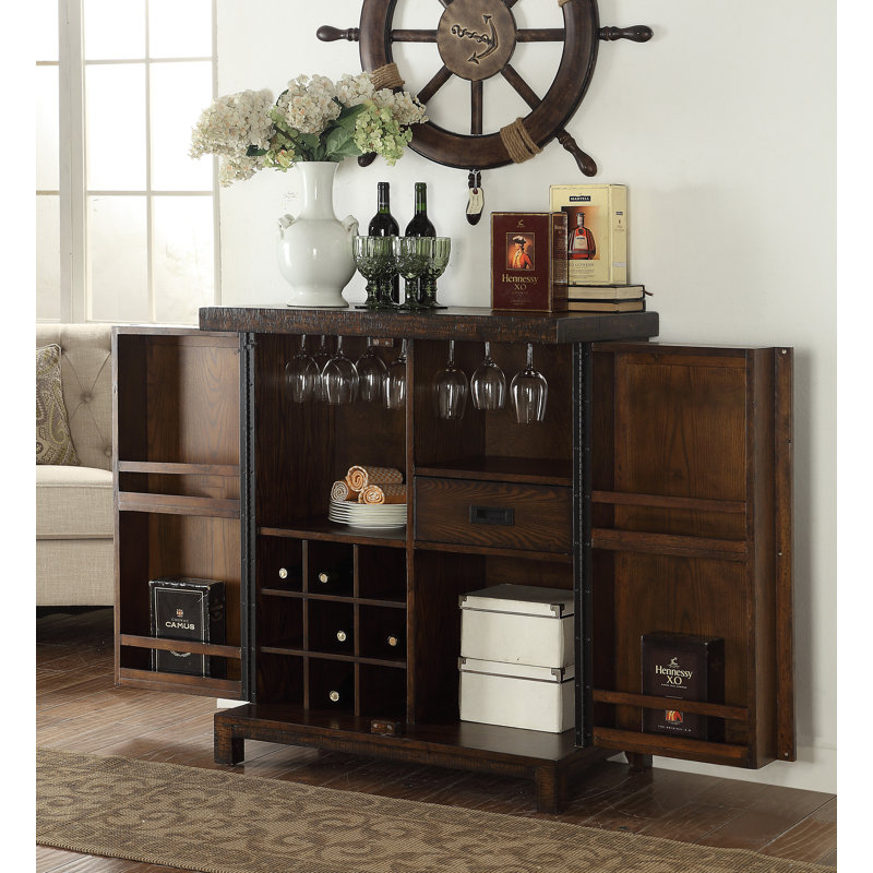Iryss Solid Wood Bar Cabinet
