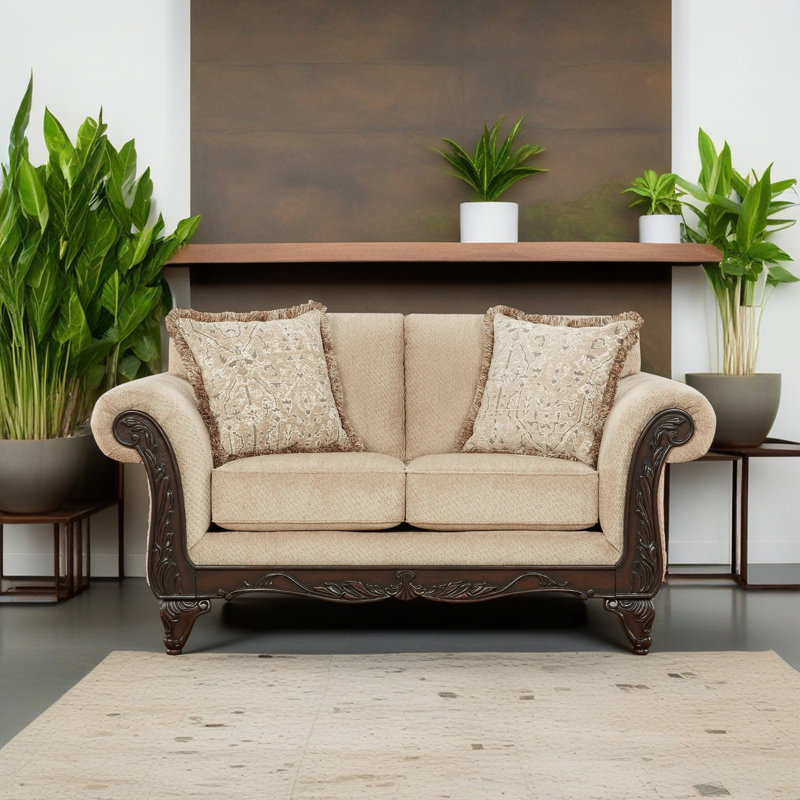 Halima 2-Piece Carved Wood Sofa & Loveseat Set