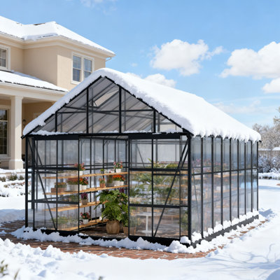 Outdoor Aluminum Polycarbonate Greenhouse With Ventilation And Rain Gutter, Walk In Greenhouse For Outdoors, Backyard, Garden