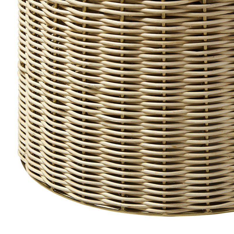 Table d'appoint ronde en rotin en laiton bruni naturel Lazaro