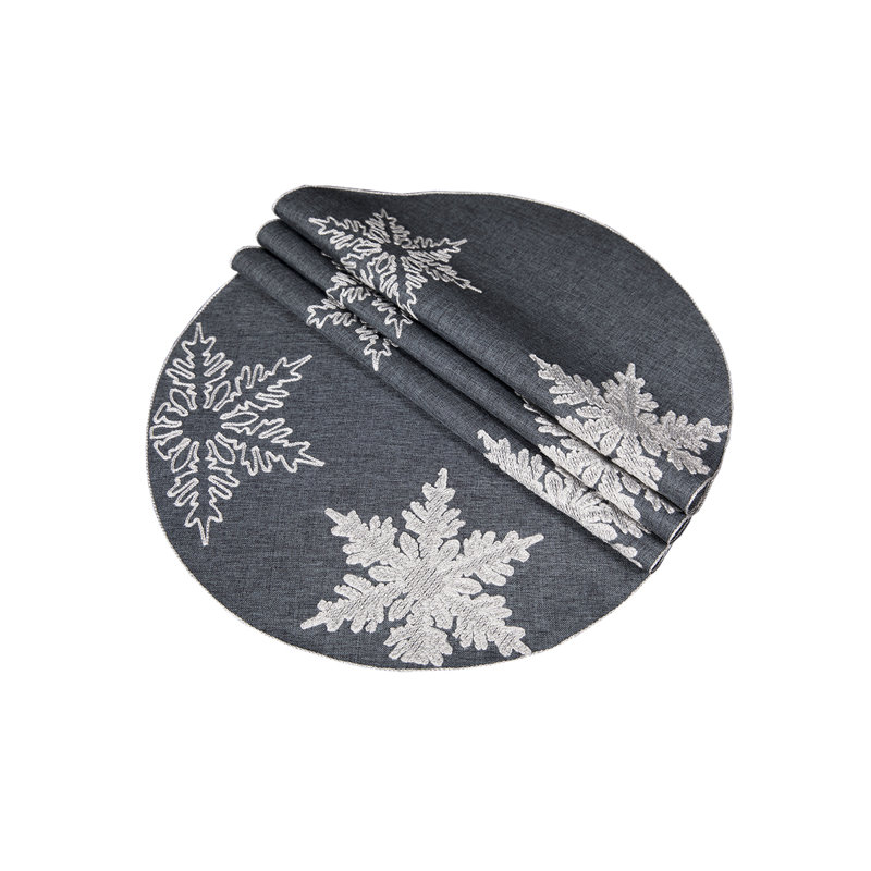 Récapitulatif de noël à motif de noël brodé 16 po flocon de neige, Gris